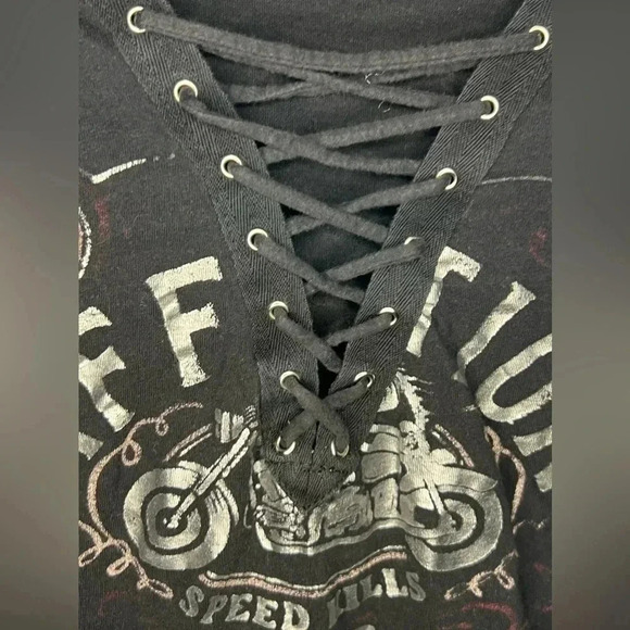 Affliction Birds of Prey Lace Up Top Size Medium - Picture 3 of 5
